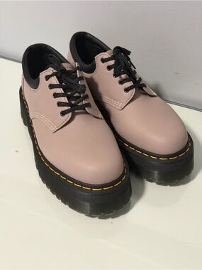 Dr. Martens Blush Pink Platform Lace-Up Shoes with Black Sole